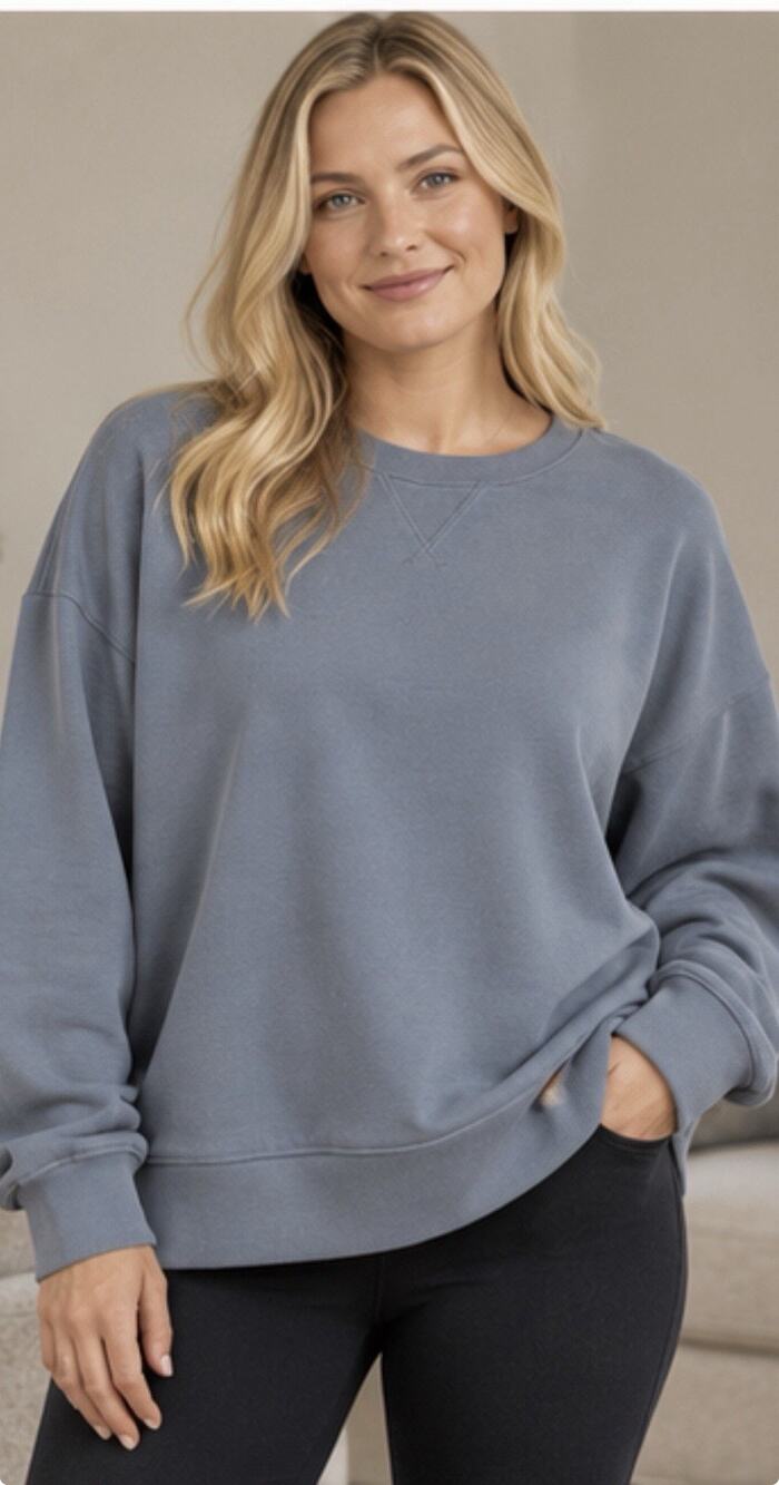 SPANX AirEssentials Women’s XL Blue Crewneck Sweatshirt Pullover Oversized